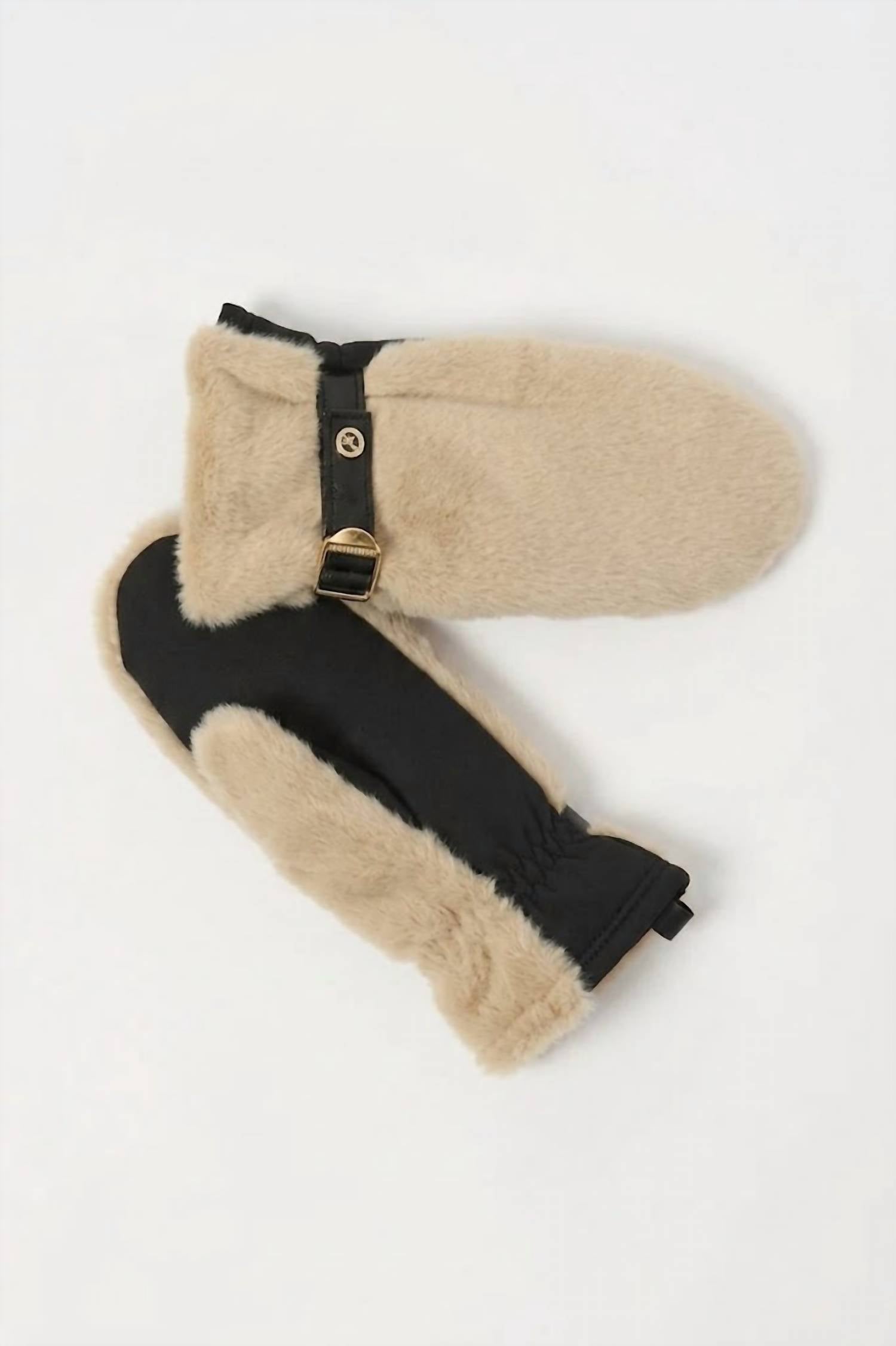 Joseph Ribkoff - Women's Belted Jewel Embellished Faux Fur Gloves