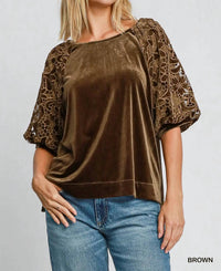 Umgee - Velvet & Lace Top