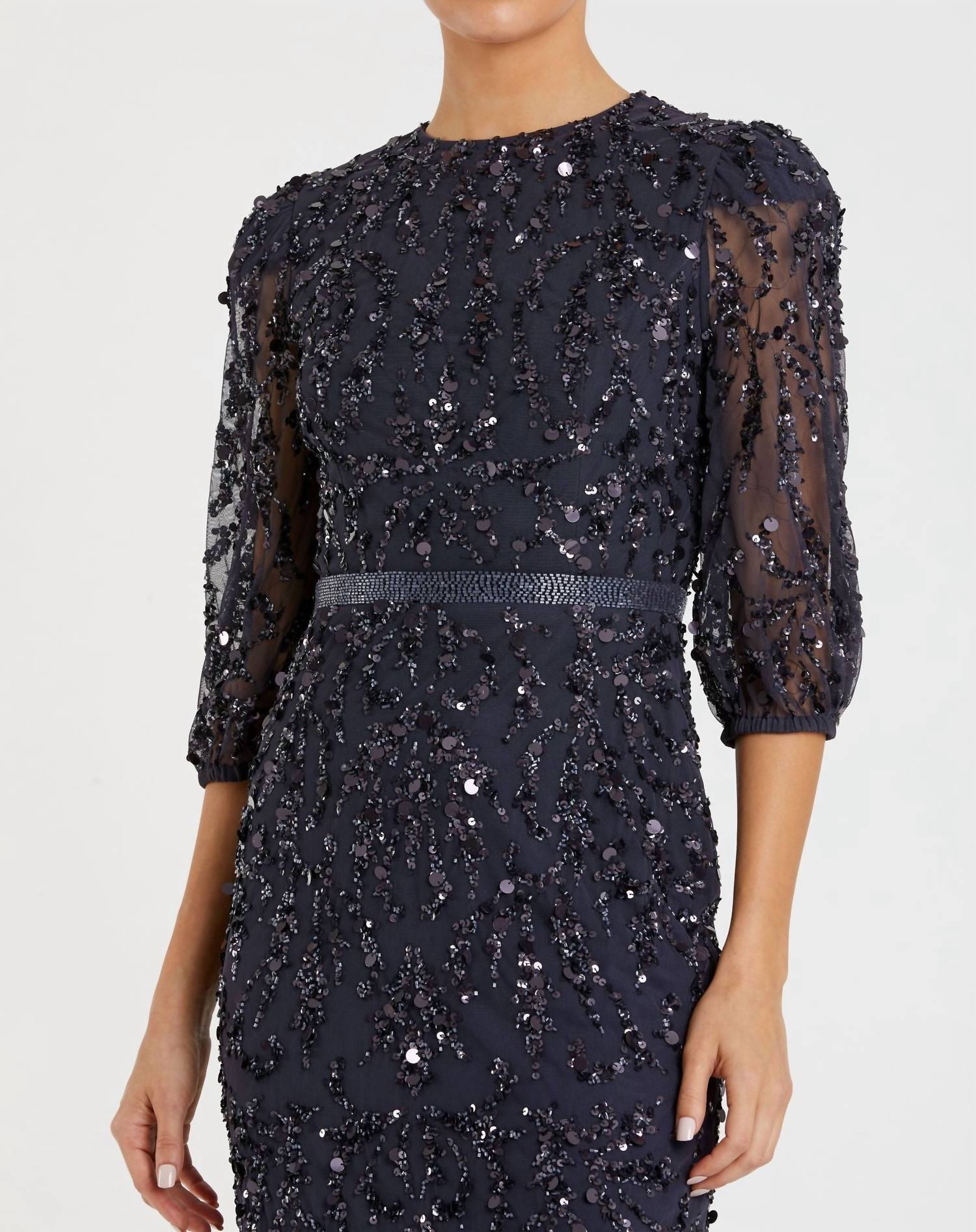 MAC DUGGAL Sequin Maxi Gown in blue - women's dress - alternate view