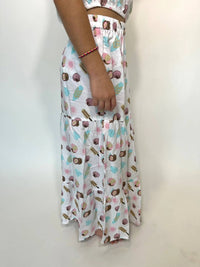 Romi The Brand Girls' Sunset Shore Long Skirt in multi - kids' skirt - detail view