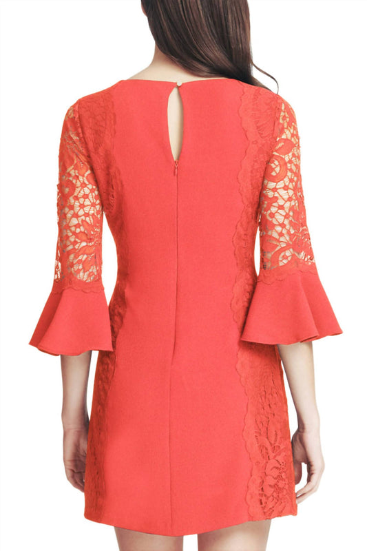 Kensie - Circular Flounce Lace Sleeve Sheath Dress