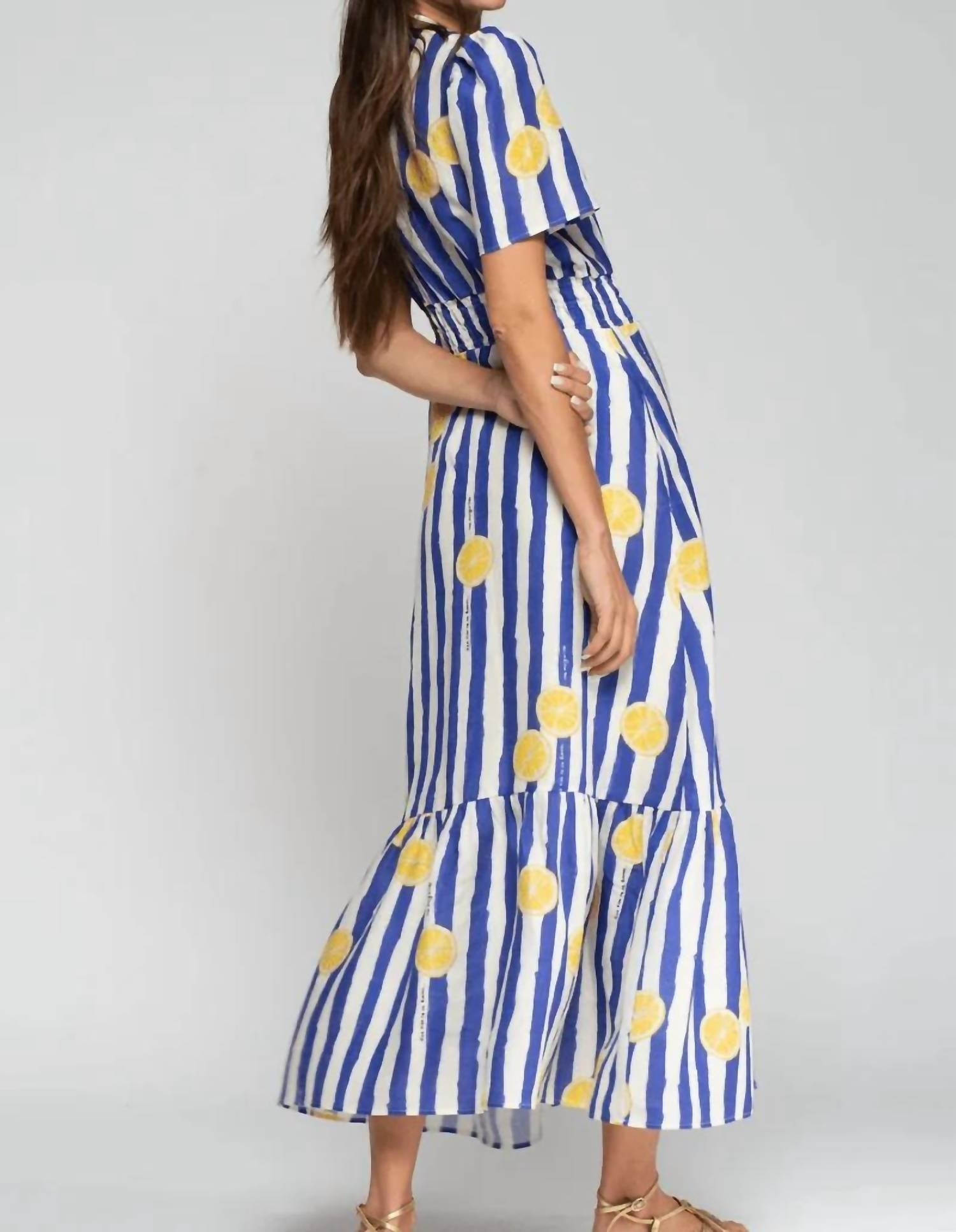 Vilagallo - Striped Lemon Midi Dress