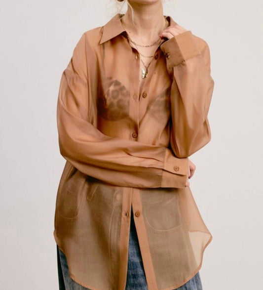 Mable - Dress To Impress Sheer Button Down Top