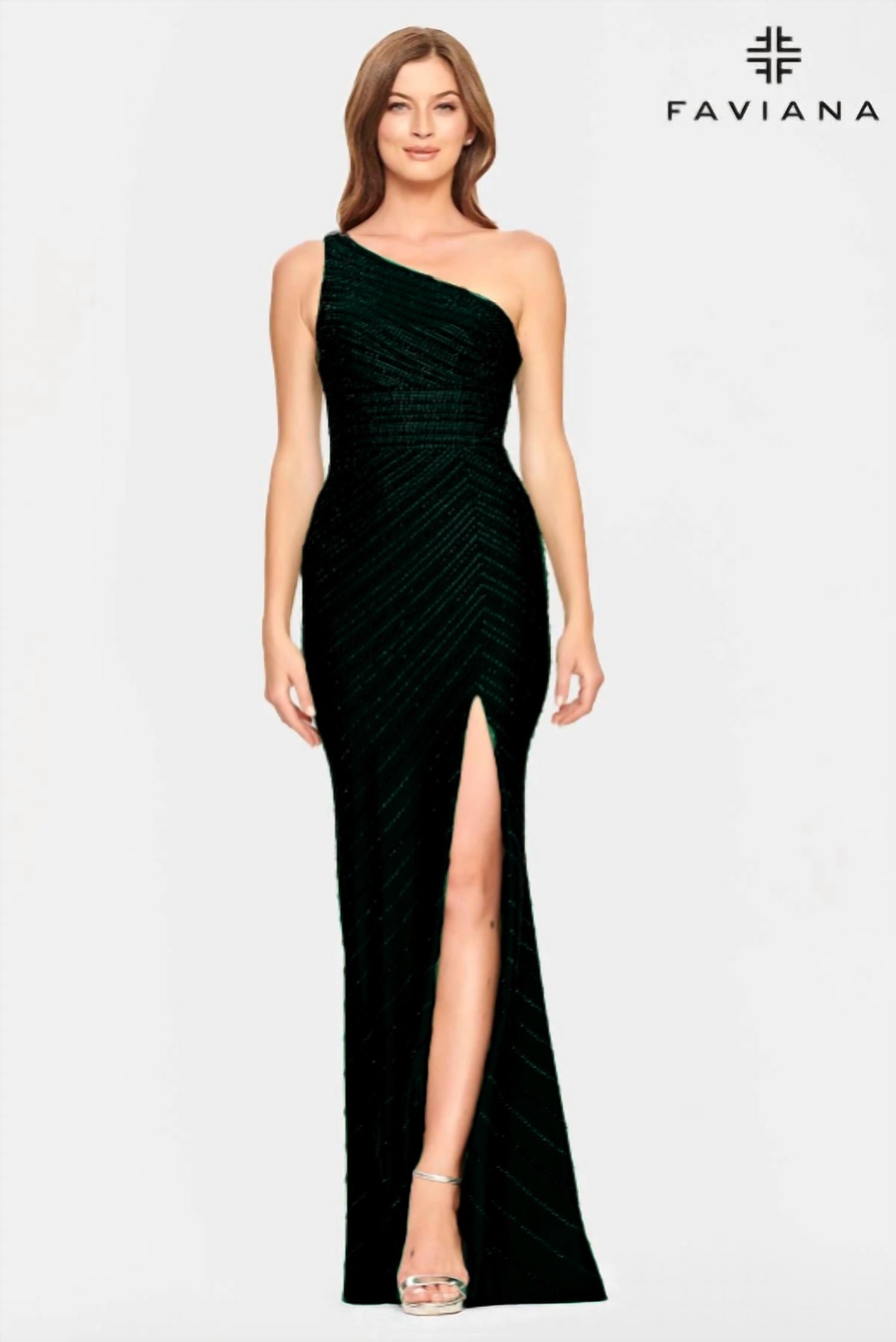 Faviana - Hot Stone One-Shoulder Prom Dress