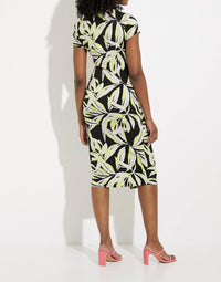 Joseph Ribkoff Cap Sleeve Wrap Dress in black multi - women's dress - detail view