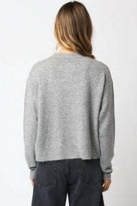 OLIVACEOUS Gillian Sweater in heather grey - women's sweater - detail view