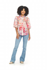 Papillon - Floral Collared Baloon Sleeve Top
