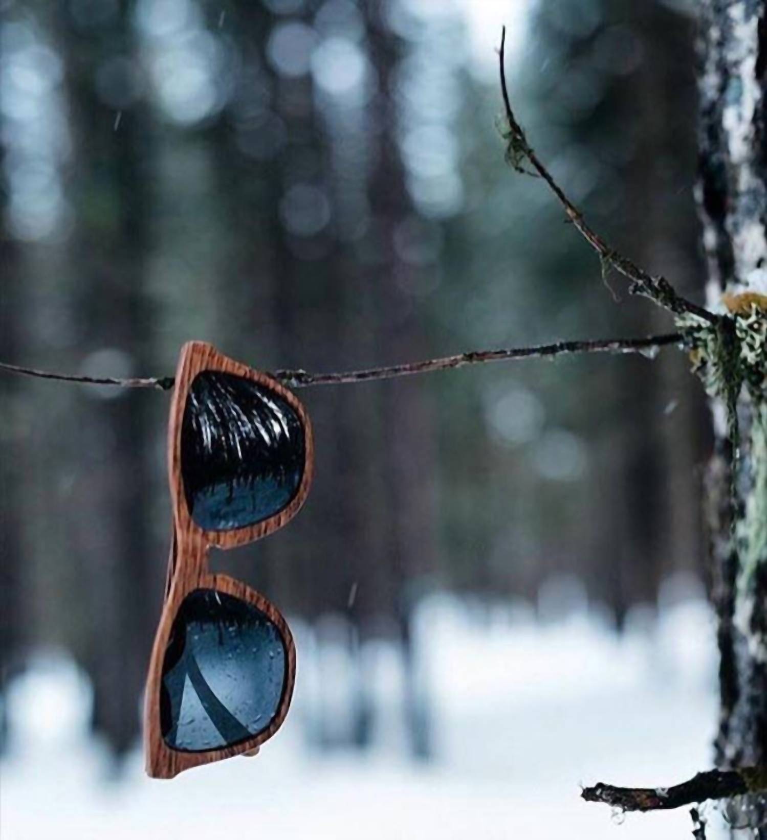 Far Out Sunglasses - Wood Grain Polarized Premiums Black Lens