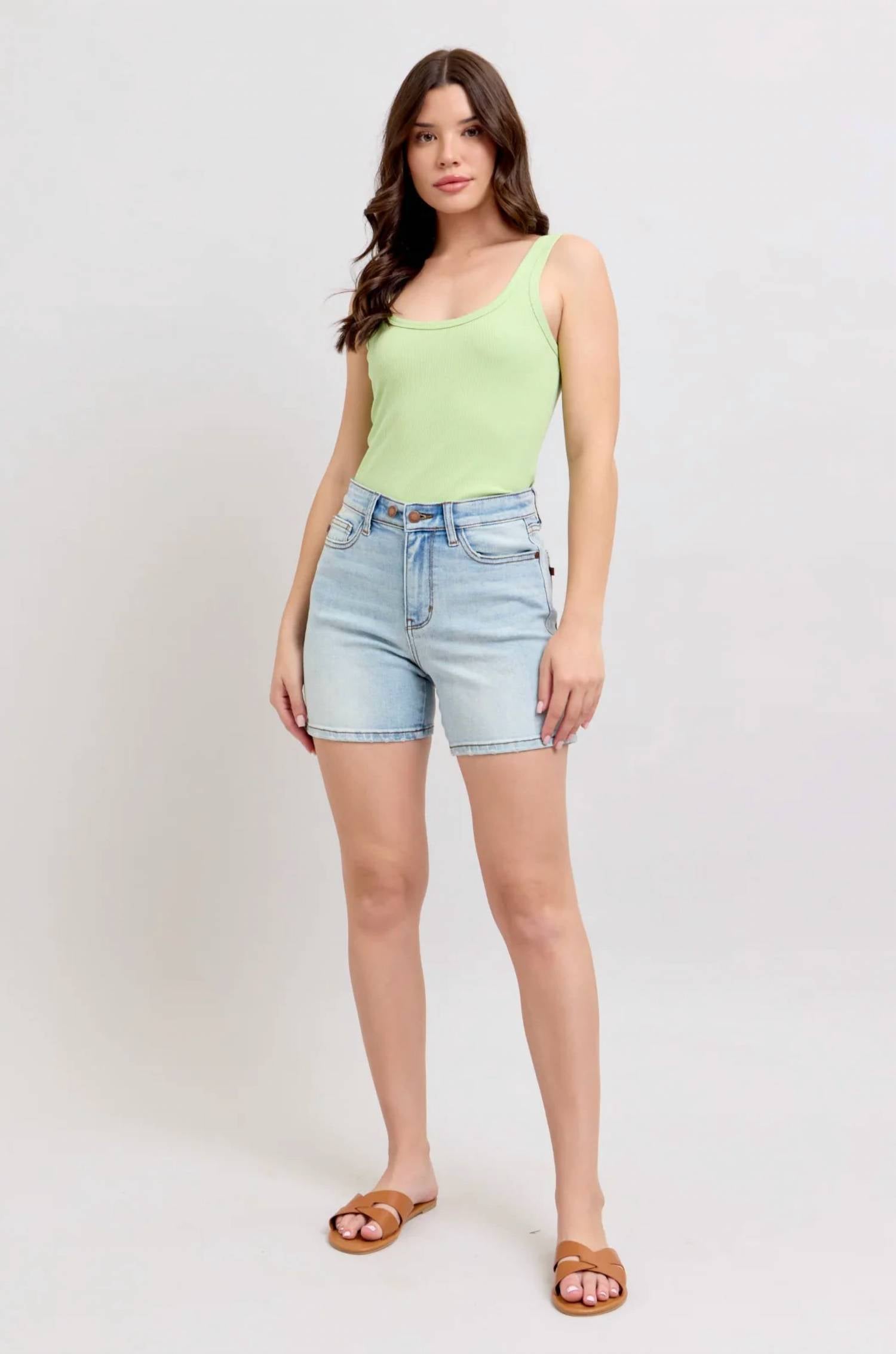 Judy Blue - Two Button Dad Style Denim Shorts