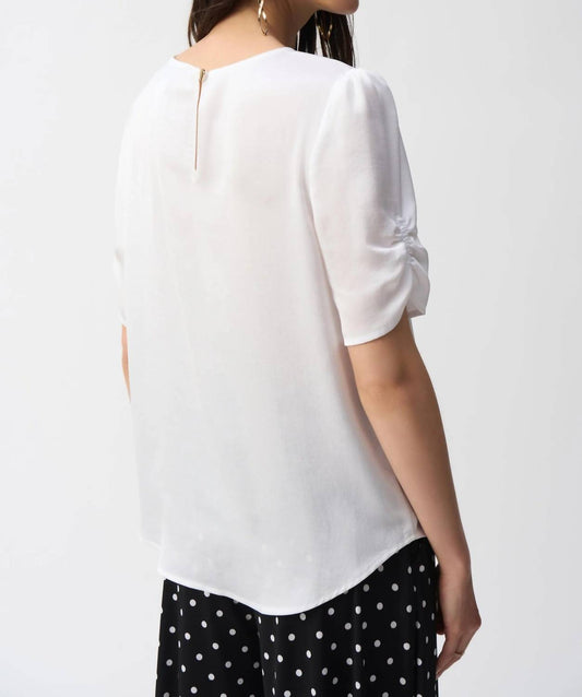 Joseph Ribkoff - Shirred Puff Sleeve Satin Top