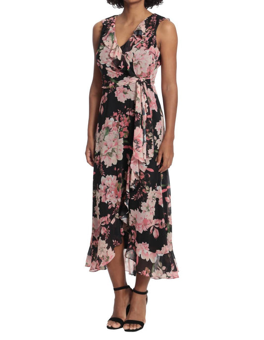 Floral Ruffled Chiffon Maxi Dress