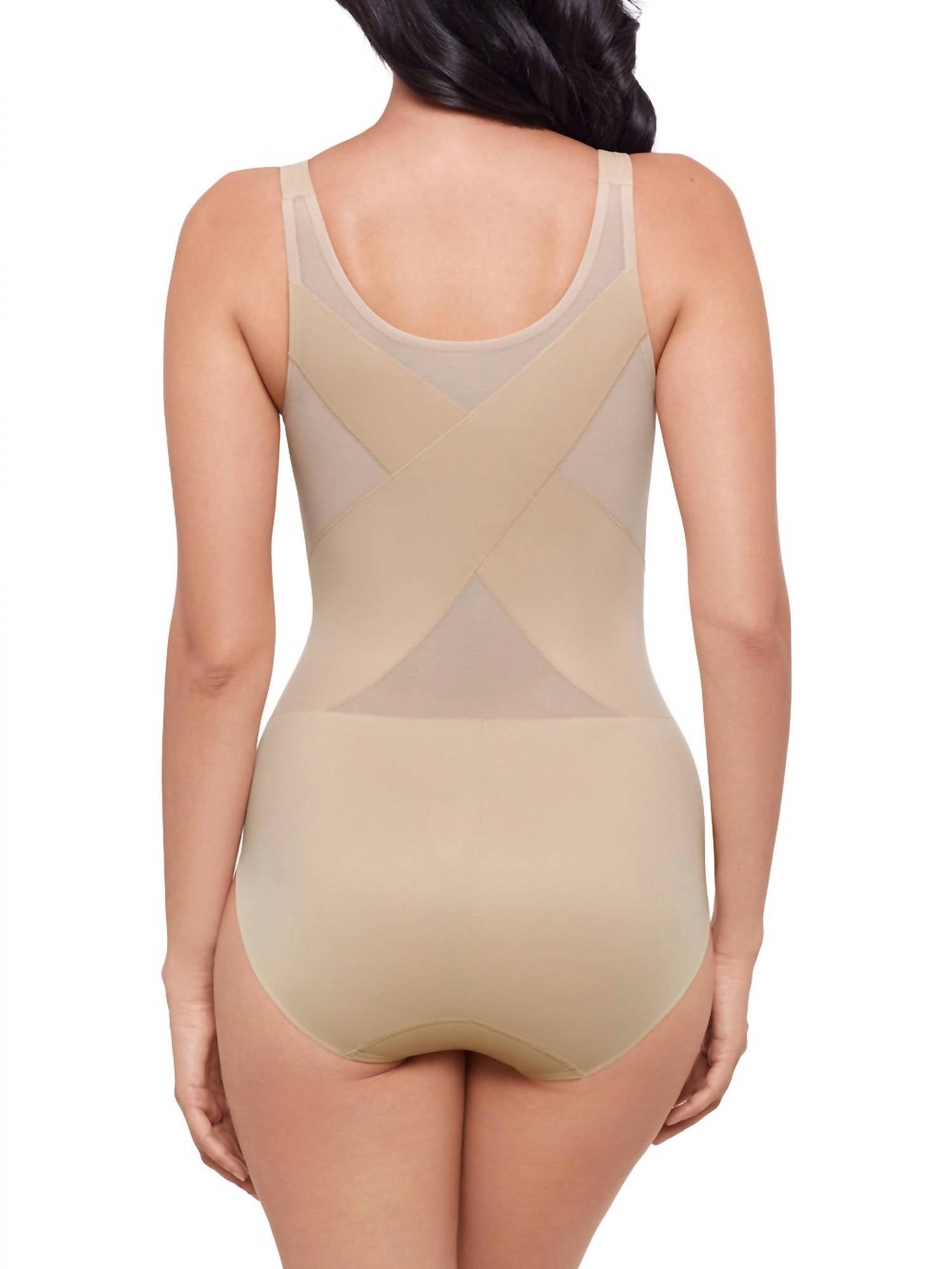 Miraclesuit Back Wrap Shaping Bodysuit in warm beige - women's shirt - alternate view