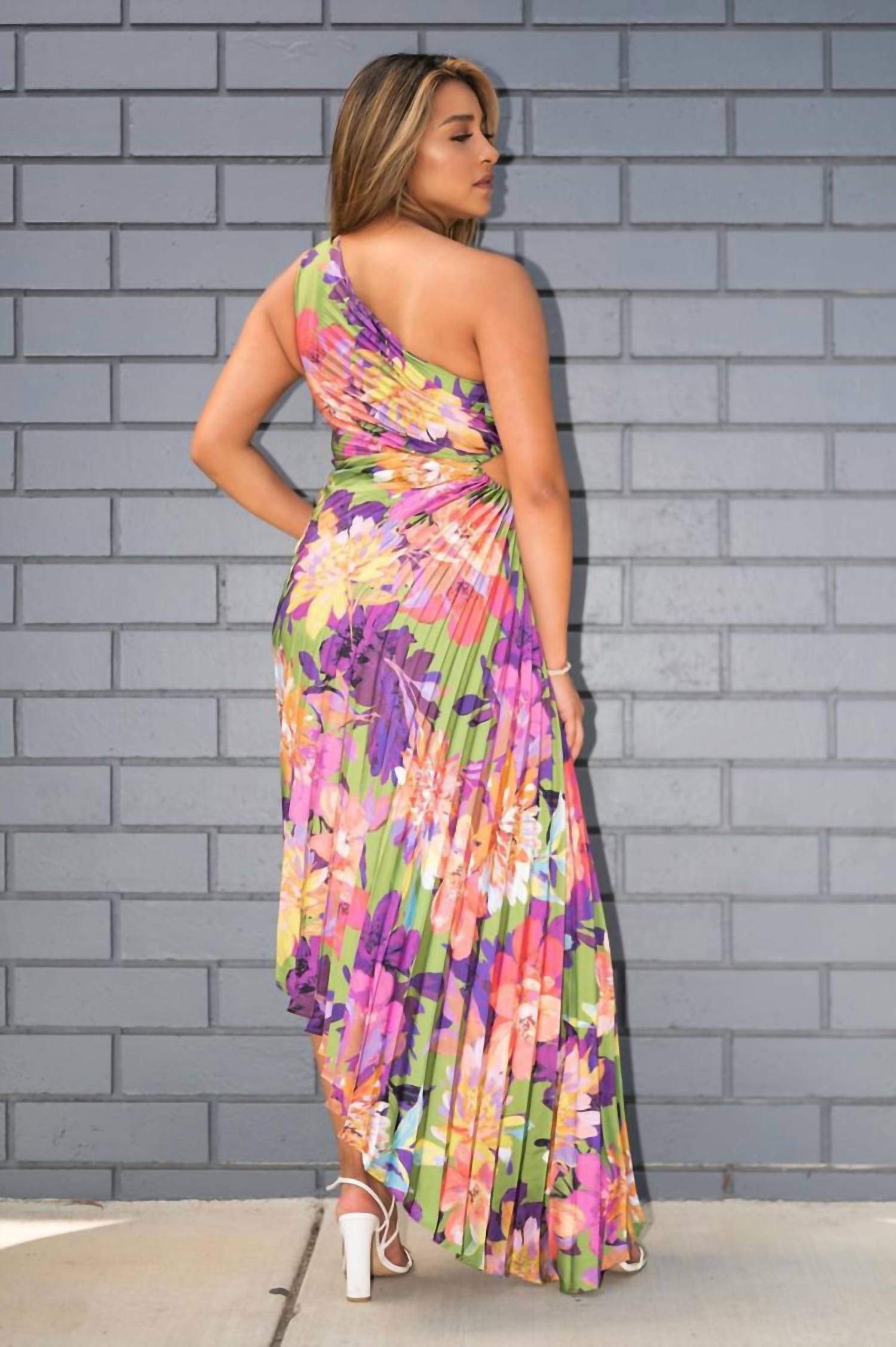 Dress Forum - Asymmetrical Pleated Maxi Dress
