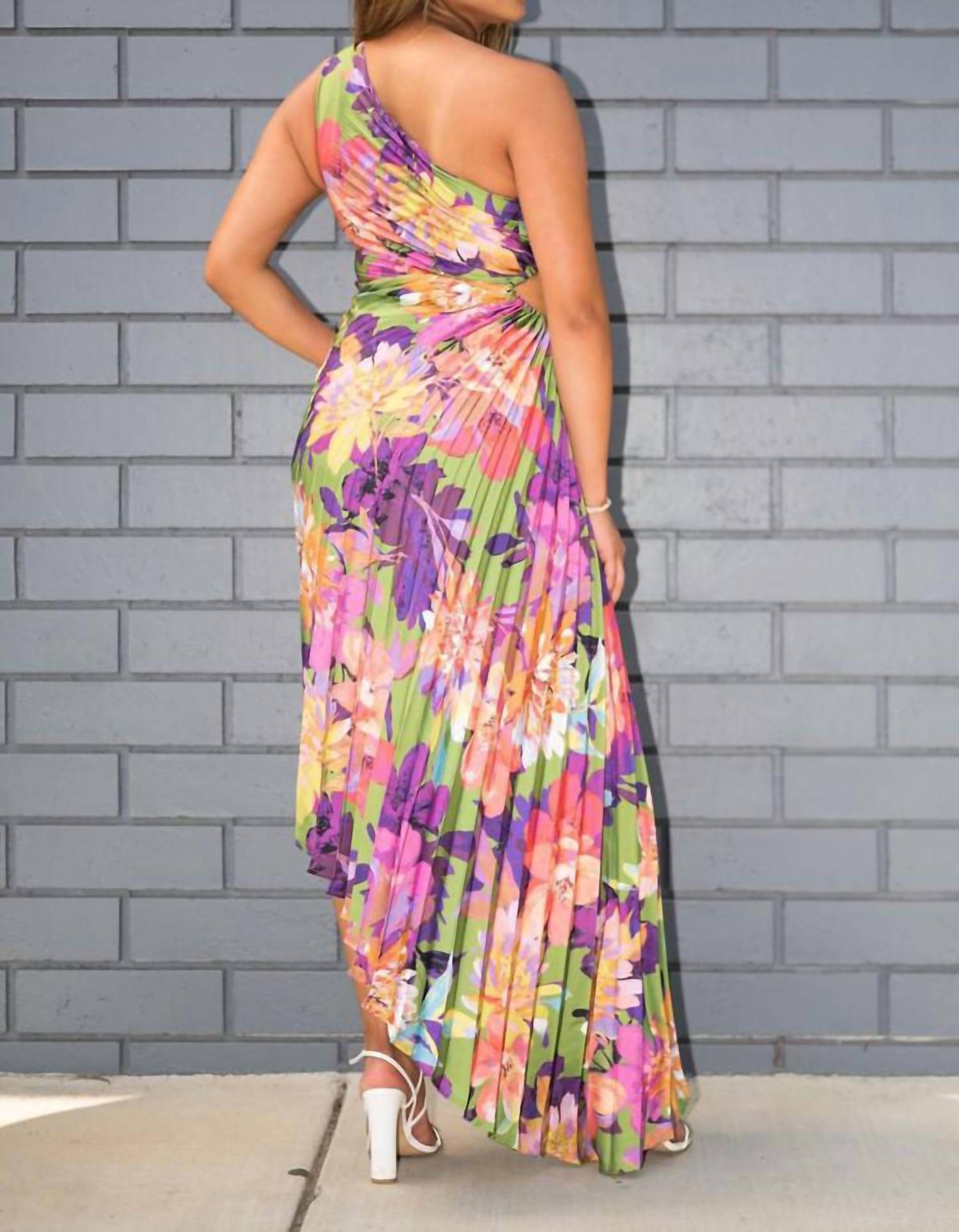 Dress Forum - Asymmetrical Pleated Maxi Dress