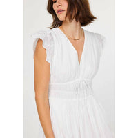 Current Air - Embroidered Lace V-neckline Midi Dress