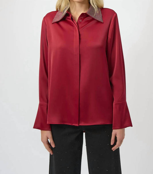 Joseph Ribkoff - Collared Front-button Long Sleeve Top