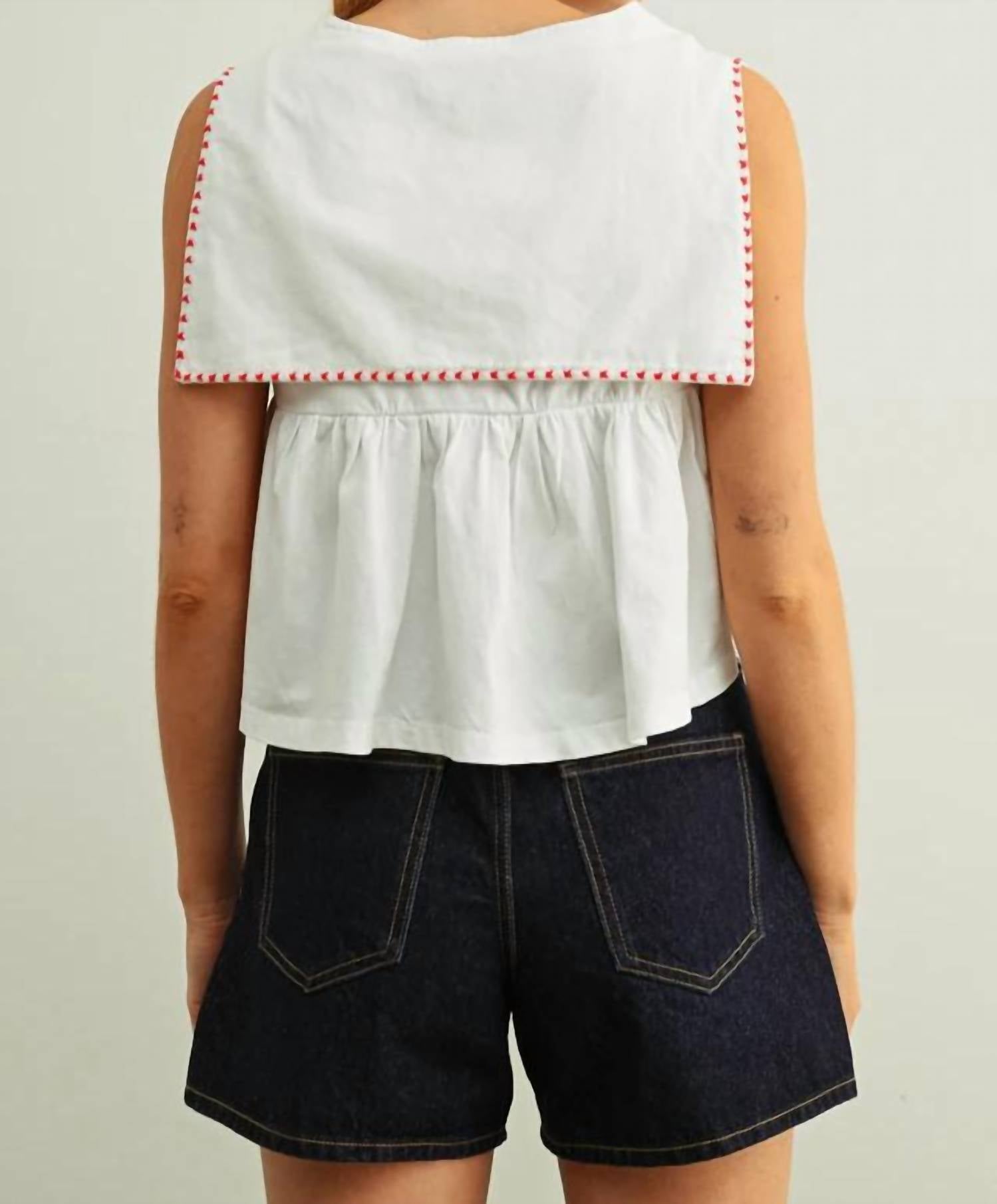 Miou Muse - Sailor Collar Sleeveless Top