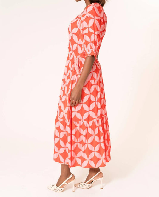 Area Stars - Side Tie Circle Print Midi Dress