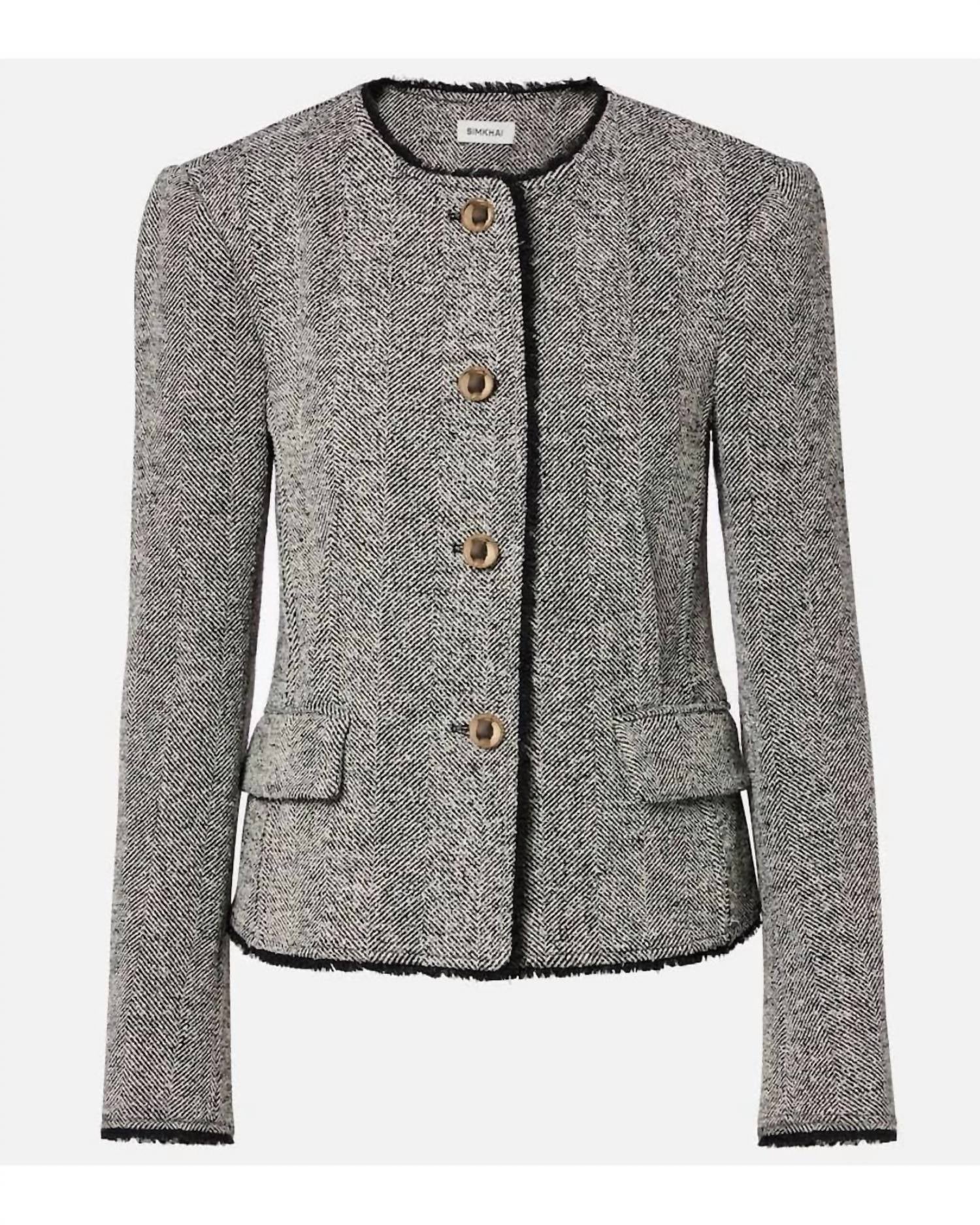 SIMKHAI Ivie Blazer in black white - women's jacket - view 6