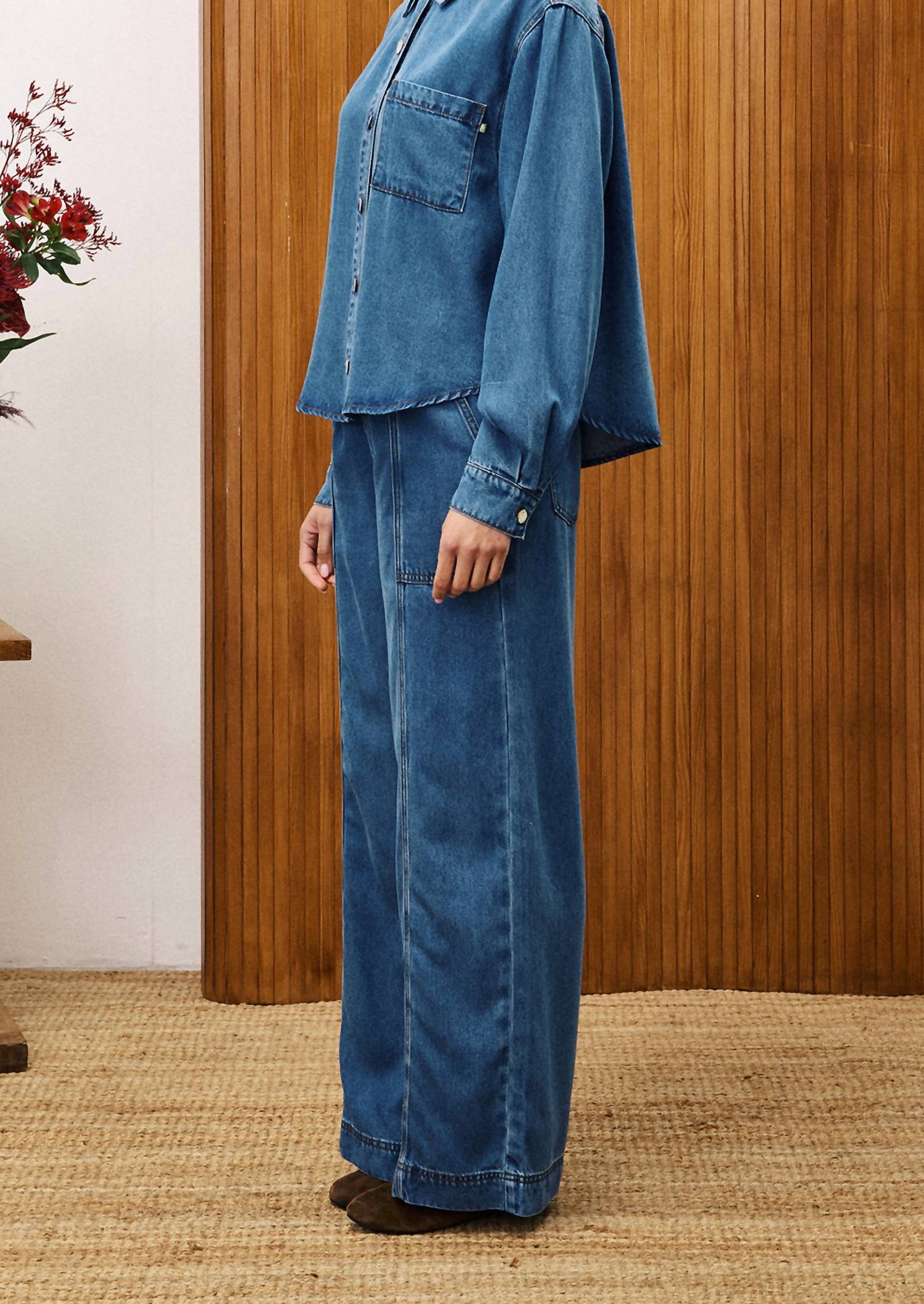 FRNCH Jean Balsamine Wide Leg Pants in blue - women's pants - alternate view