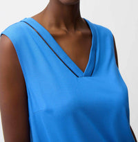 Joseph Ribkoff - Rayon Jersey Sleeveless Straight Top With Sheer Trim