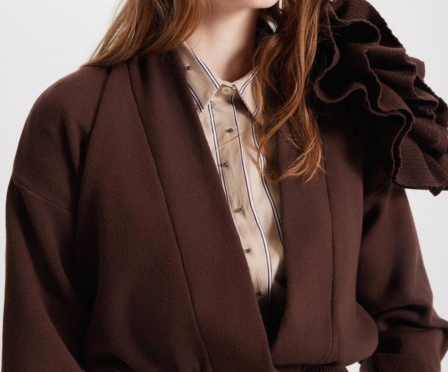 Theo The Label - Women's Nomia Ribbed Waist Rosette Cardigan