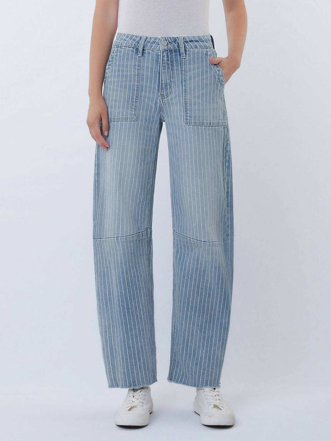 Vervet By Flying Monkey - High Rise Raw Hem Crop Barrel Jeans