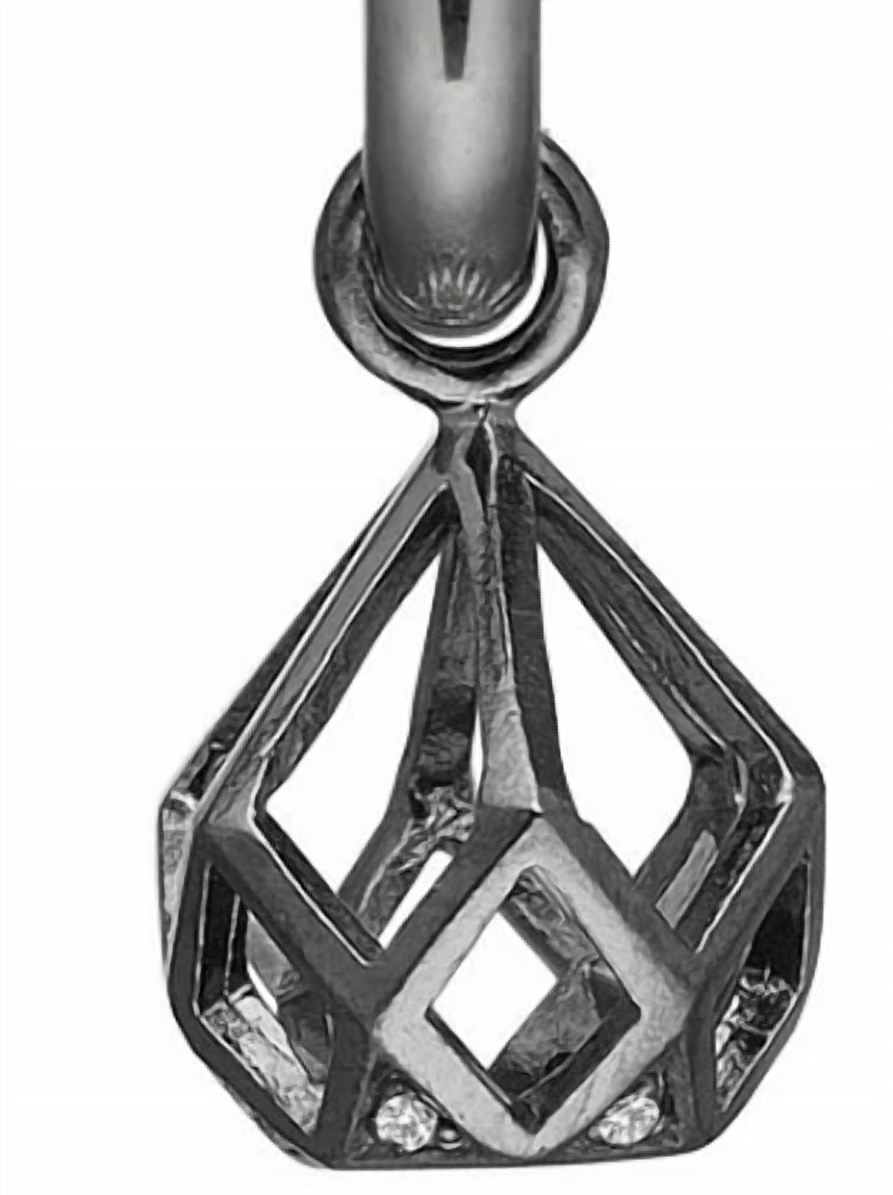 Story Jewellery - Women's Rhodium Plate Crystal Clear Drop Charm