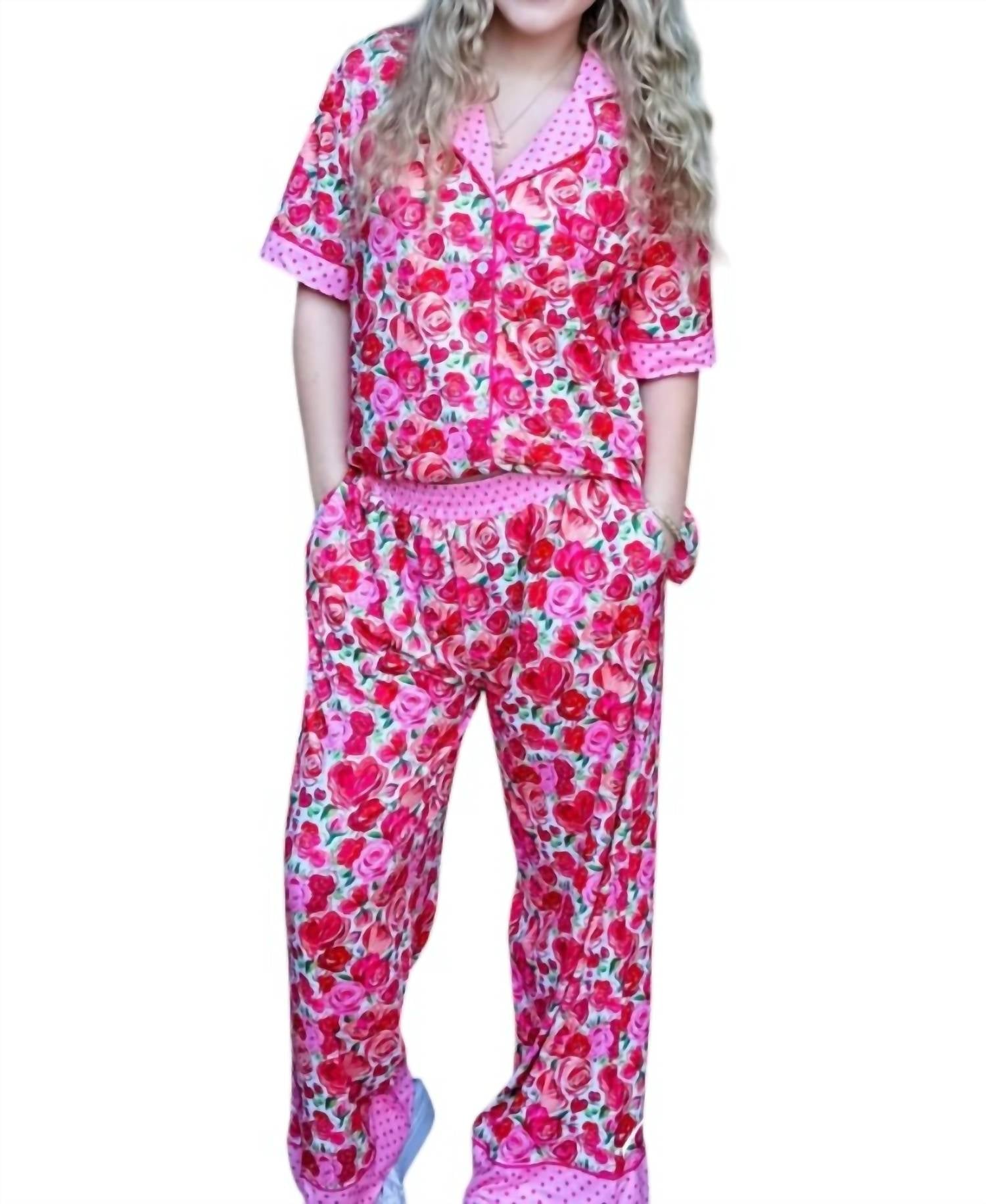 Paige The 2-piece Pajama Set in red - women's sleepwear