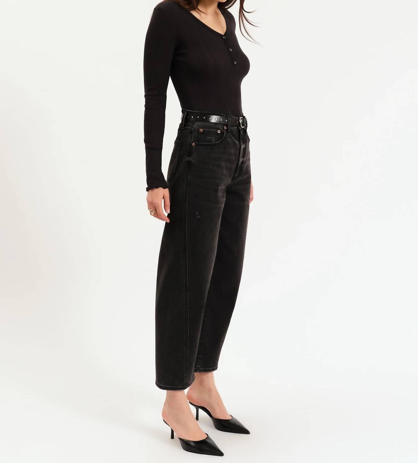 Daze - Westward High Rise Barrel Leg Straight Jeans