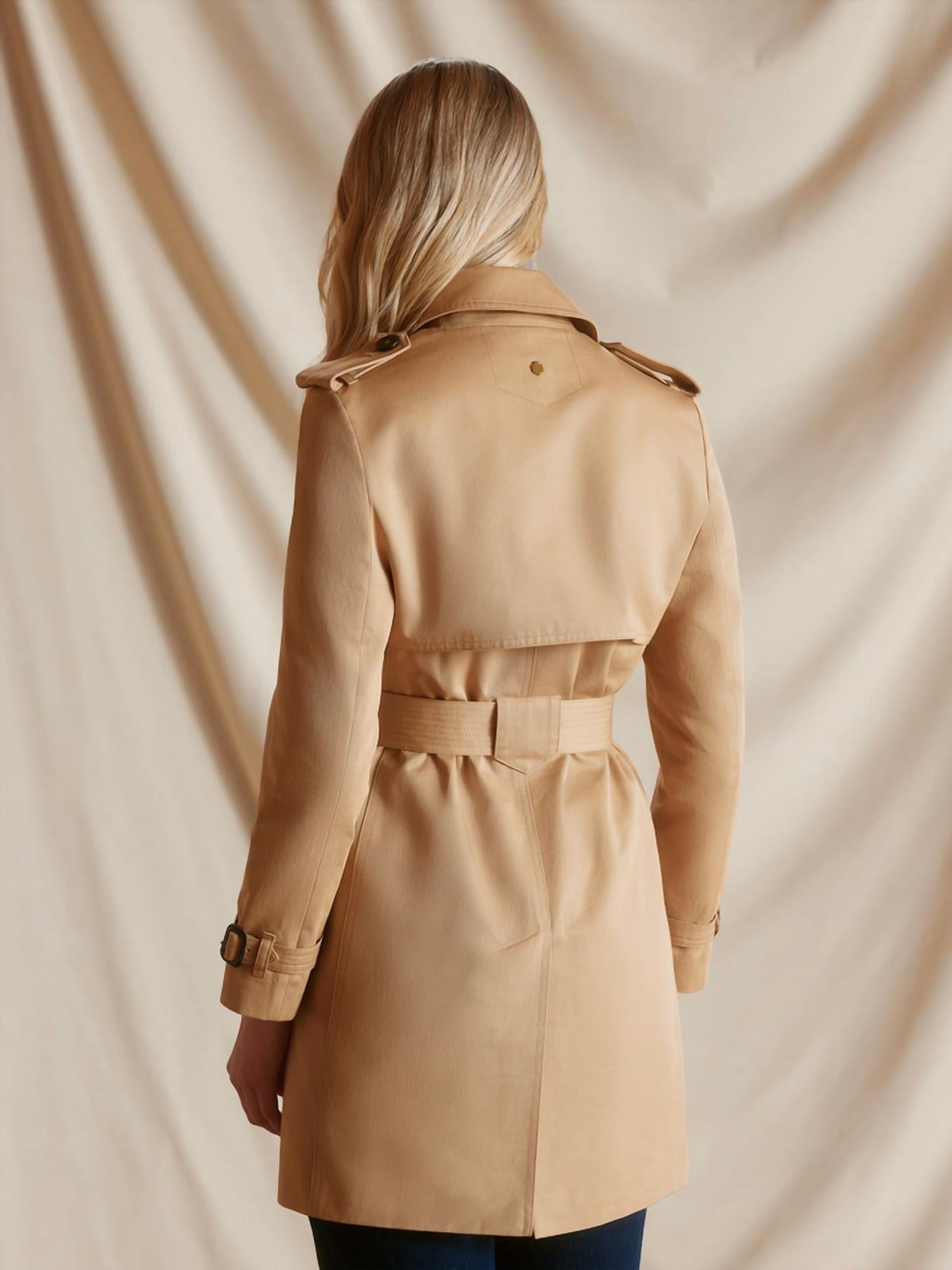 Fairfax & Favor Bailey Trench Coat in sand - women's jacket - detail view