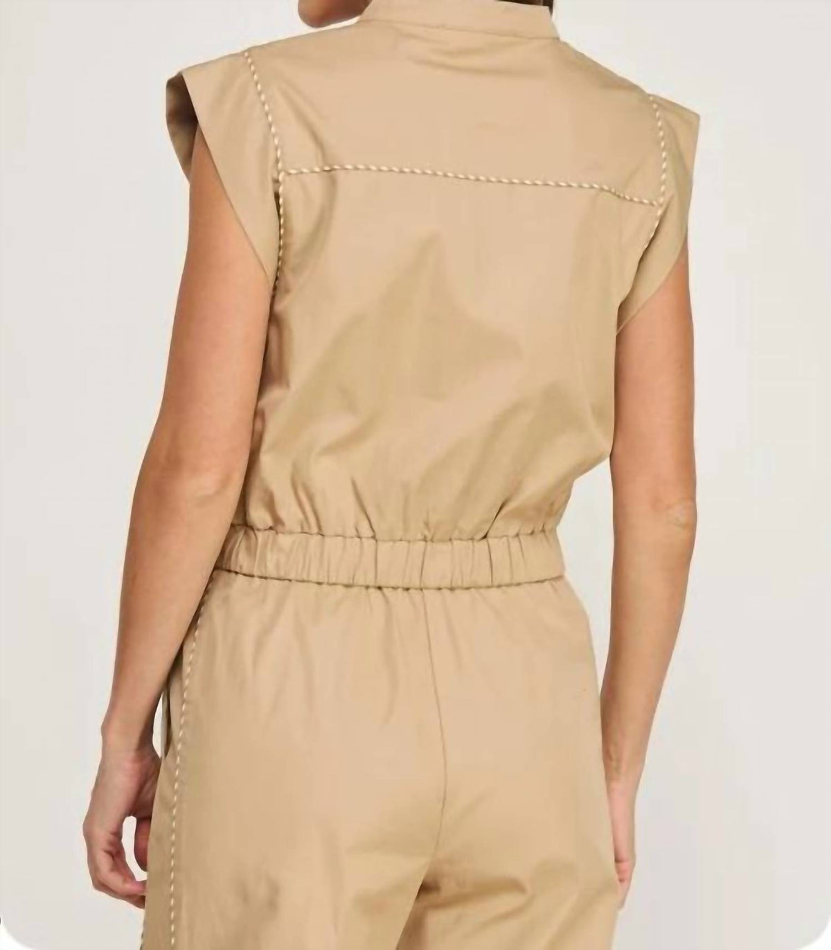 Strut & Bolt - Contrast Piping Detail Poplin Vest Jacket