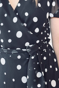 Joseph Ribkoff - V-Neck Polka Dot Midi Dress