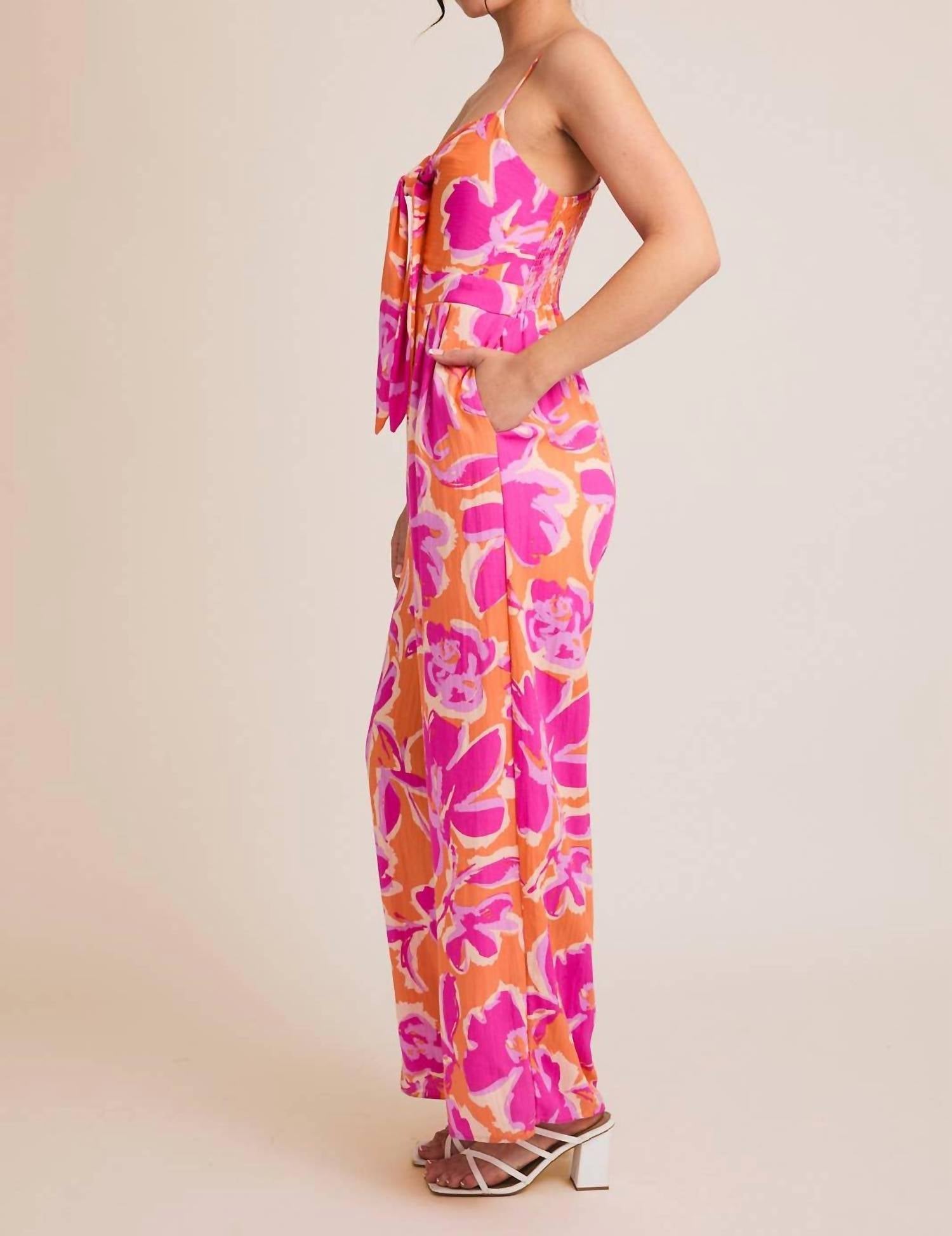 Gilli - Summer Fling Front Tie Floral Jumpsuit