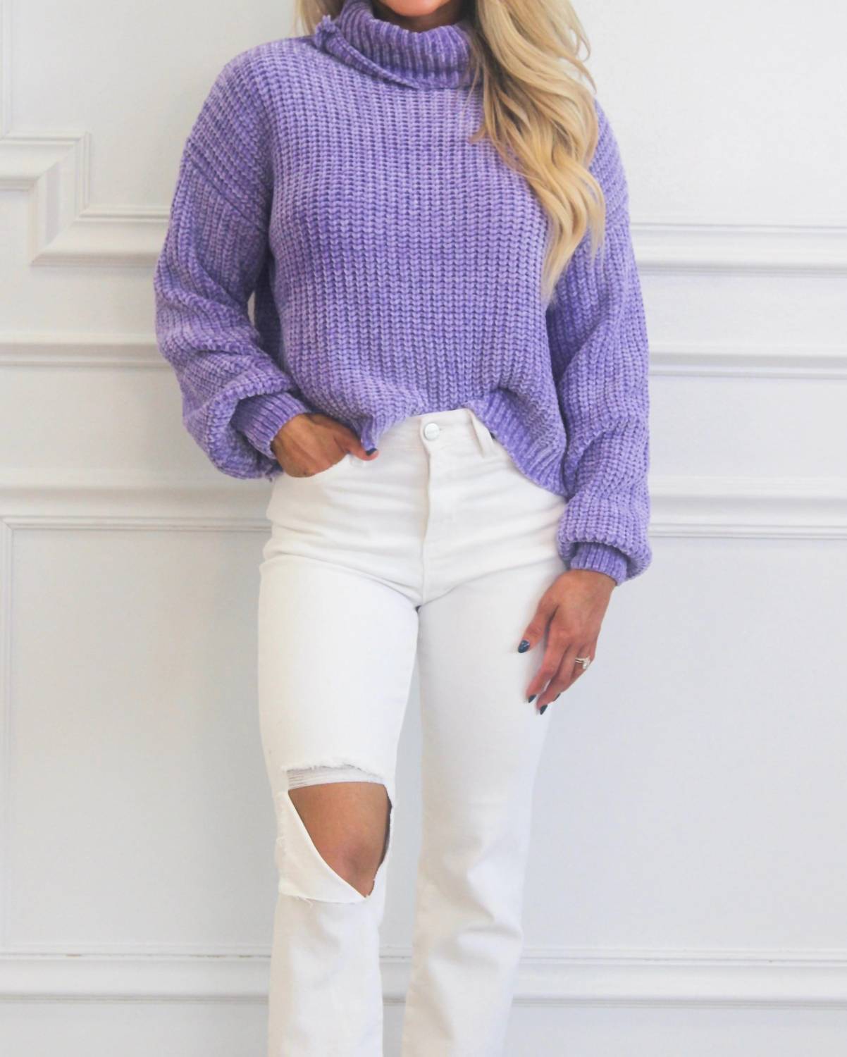 Zenana - Winter Wishes Chenille Turtleneck Sweater