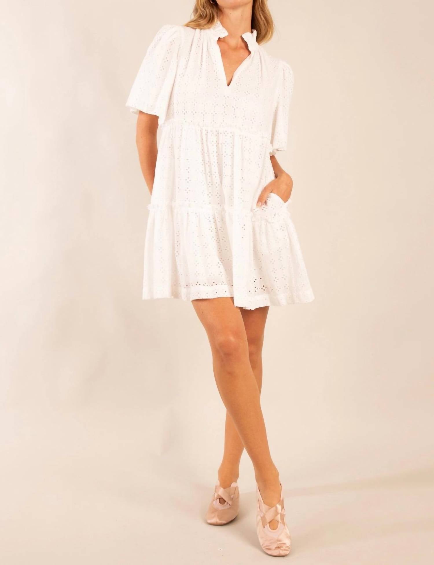 Heyson - Smocked Eyelet Mini Dress