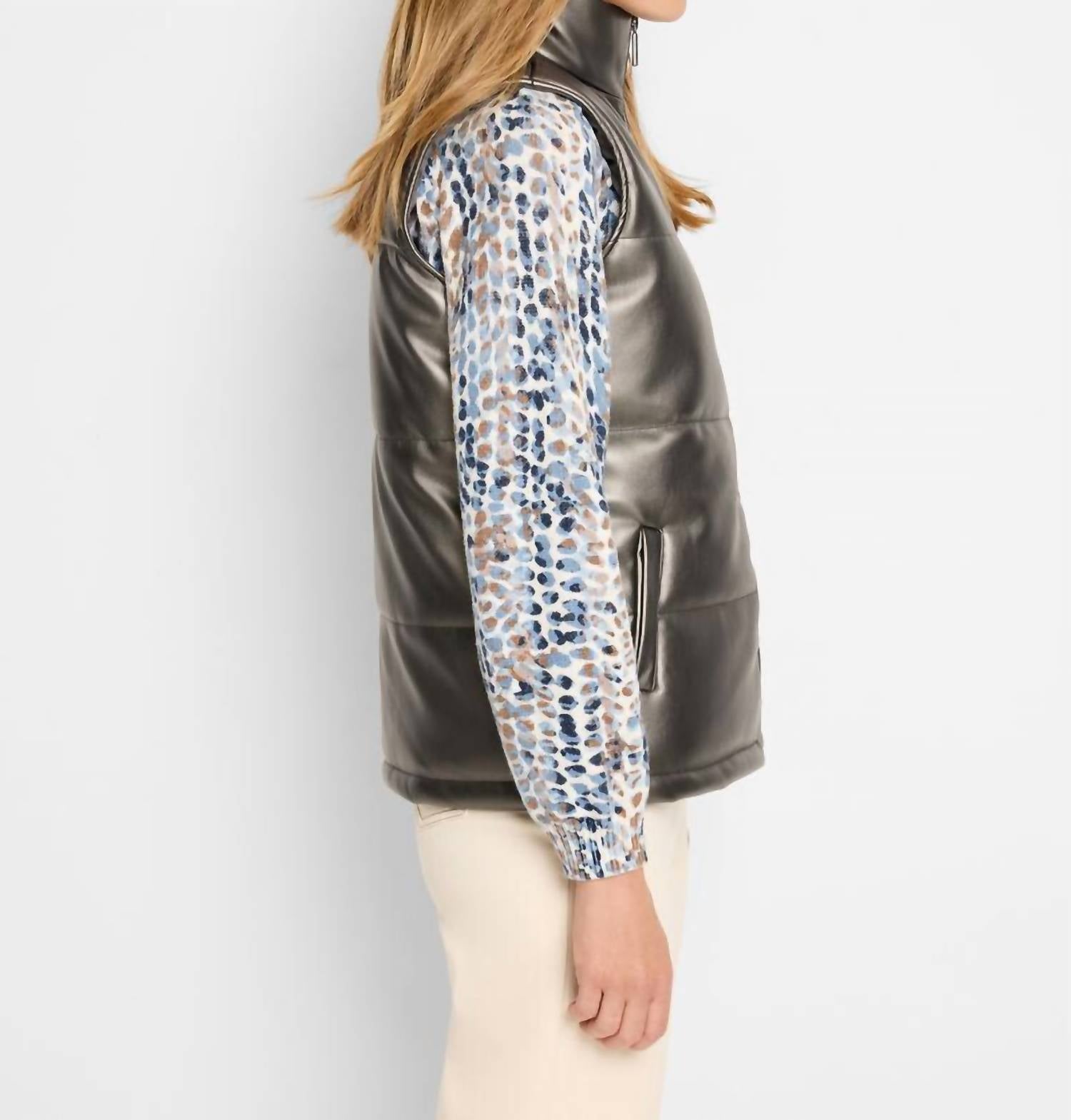 Nic + Zoe - Metallic Faux Puffer Vest