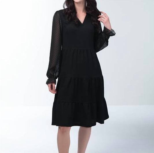 Simply Noelle - Sheer Sleeve Tiered Dress