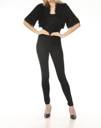 Joseph Ribkoff Fringe Open Front Bolero Jacket in black - women's jacket - view 5