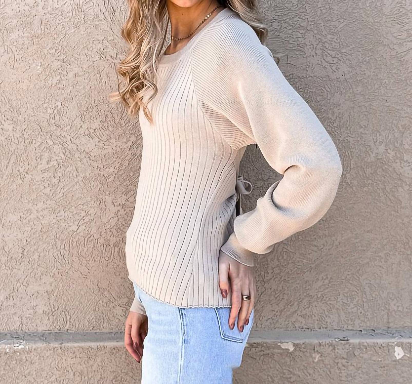 So Me - Long Sleeve Ribbed Open Back Sweater