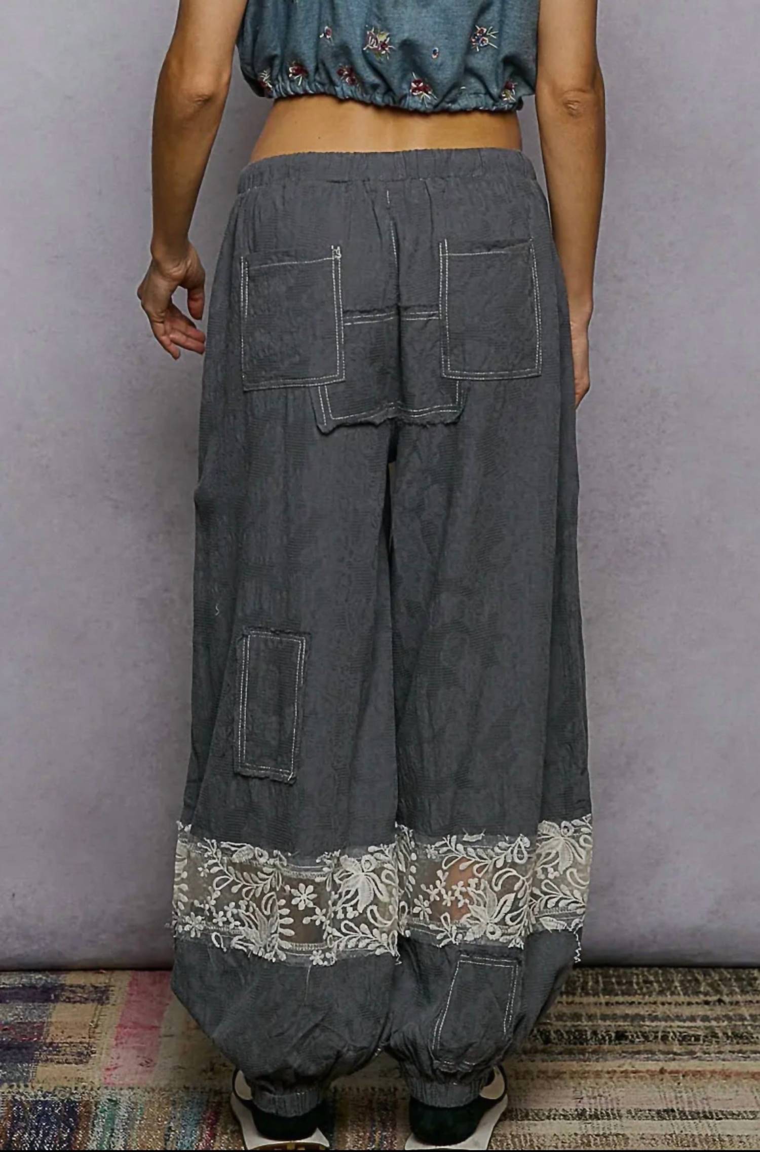 Pol - Double Gauze Lace Patch Joggers