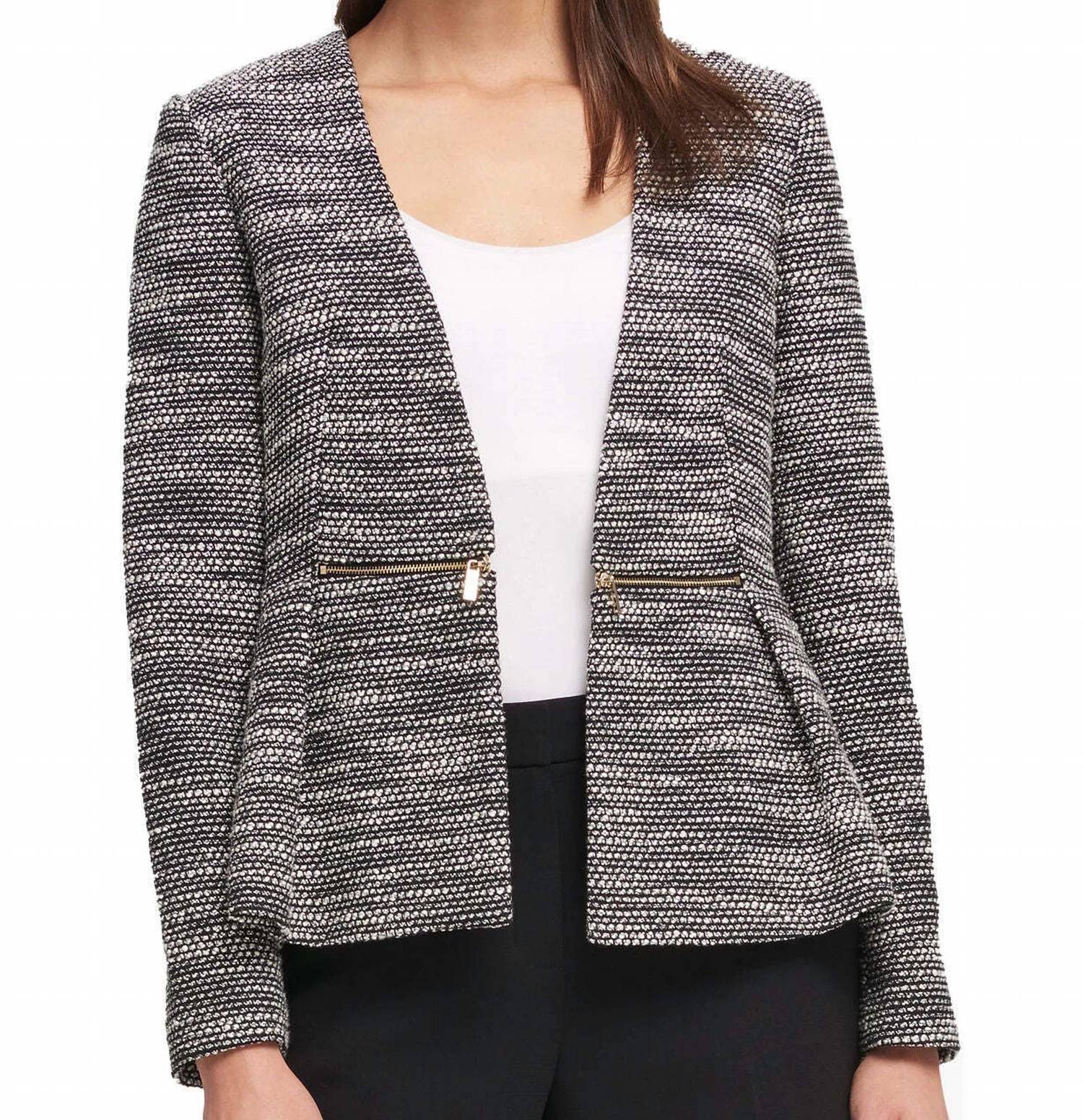 Dkny - DKNY Womens Open-Front Tweed Jacket
