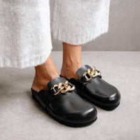 Alohas - Women's Fireplace Chain Leather Clogs