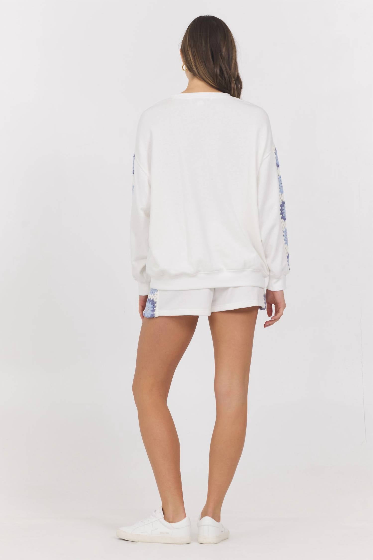 Vintage Havana - Crochet Square French Terry Crewneck