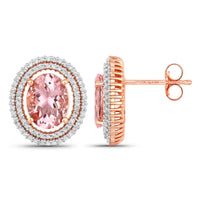 Diana M Jewels Women's Oval Natural Morganite Stud Earrings (3.69 Ct) - Signature Plus in 14k rose gold - women's jewelry - detail view