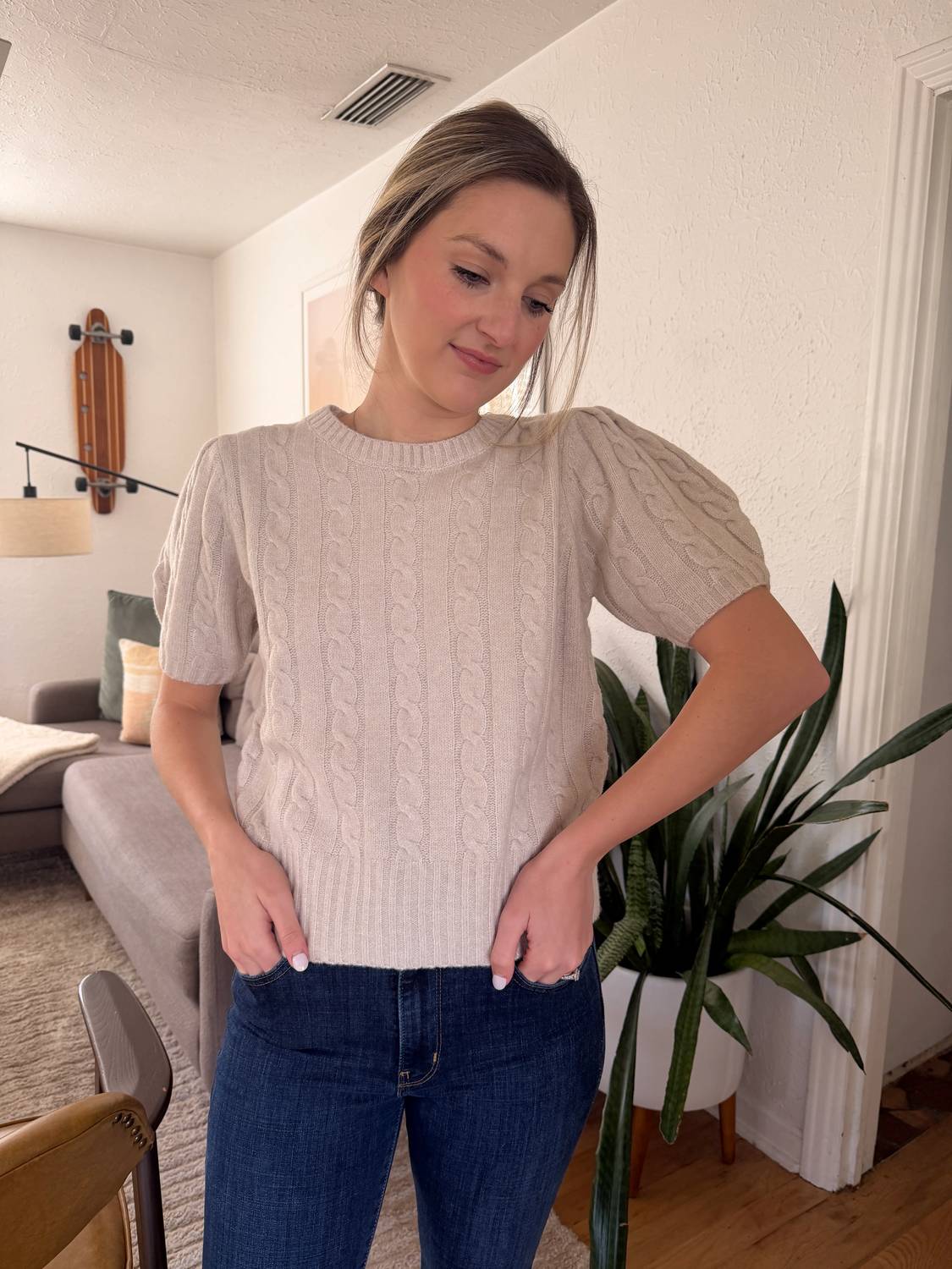 Pinch - Freya Cable Knit Short Sleeve Sweater