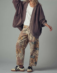 Urban Daizy - Washed Waffle Knit Hooded Cardigan
