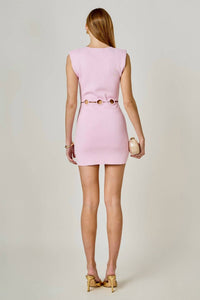 Endless Rose - Ring Detailed Power Shoulder Mini Knit Dress