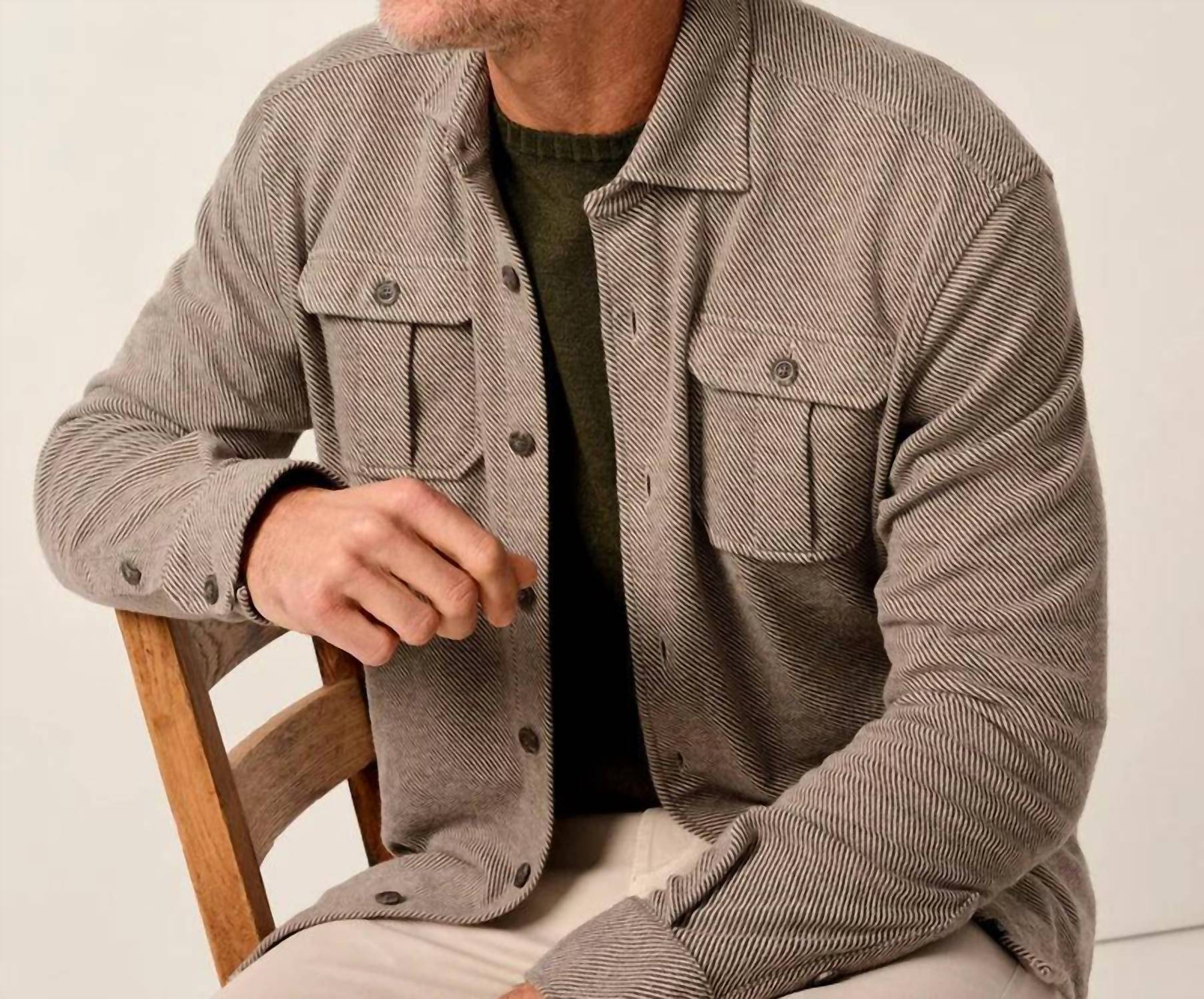 JOHNNIE-O Carl Stretch Knit Flannel Lodge Shirt in havana - men's shirt - alternate view