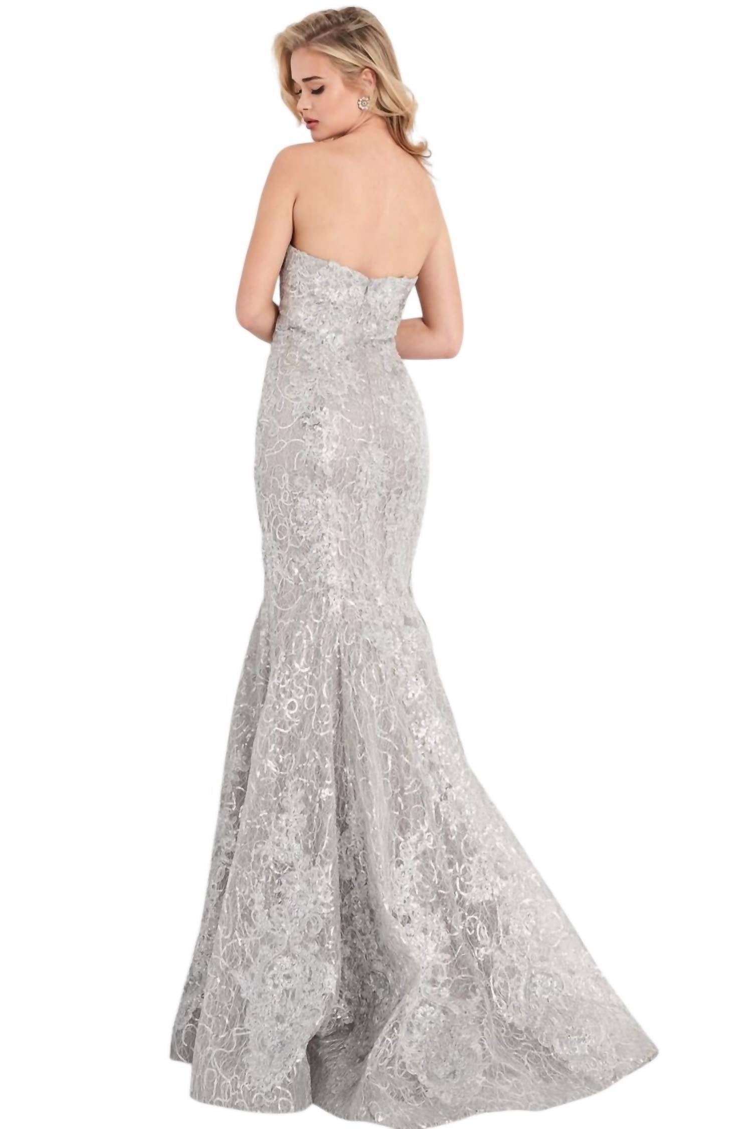 Jovani - Strapless Embellished Mermaid Prom Dress